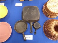 2 CAST IRON FRYING PANS 1 IS MARKED WAGNERWARE AND