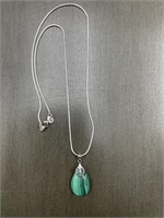 16" MALACHITE STERLING SILVER NECKLACE - NEW