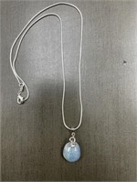 16" AQUAMARINE STERLING SILVER NECKLACE - NEW