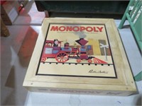 WOODEN MONOPOLY PARKER BROS GAME