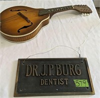8 String Banjo, Bronze Wall Plaque Doctor Jp Berg