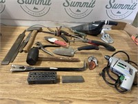 Tools gardening, hatchet, mallet, files and more