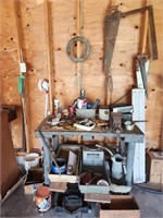 Everything on bench & wall behind it - Vise NOT