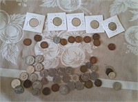 Rememberance and Lincoln quarters, misc coins