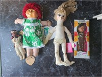Lot of 4 Vintage Dolls-1 made by the cherokees,