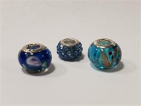 Lot of 3 Bead for Add-A-Bead Bracelet Blues NEW