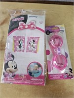 NEW Minnie Mouse Kids Arm Floaties & Goggles Set