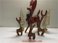 PRETTY WOODEN ART DECO REINDEER AND TREES