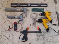 Caulking Guns, Wagner Drills, Level, Clamp Meter