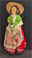 Vintage Folk Lady With A Hat Doll