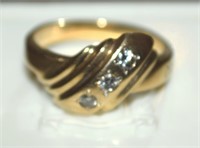 Vtg Casey's 30yr 14k Gold & Diamond Service Ring
