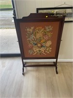 Antique Needle Point Fireplace Screen