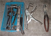 Assorted Tools Including Compass, Vise Grips,