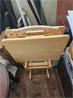 WOOD TV TRAY TABLES AND STAND