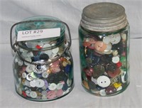 2 JARS OF ASSORTED SEWING BUTTONS