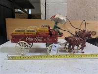Cast iron coca cola wagon with horses