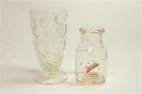 Lot of 2 Glass Articles - Milk Jug and Glass
