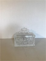 Fancy Lidded Crystal Dresser Box/Trinket Box