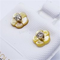 14K Yellow Gold, Diamond M.O.P 2 In 1 Earrings
