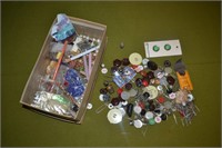 Vintage Buttons, Beads, Needles