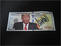 Donald Trump signed $100 note COA