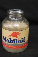 Vintage Mobiloil Glass 1 qt. Oil Bottle
