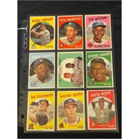 (9) 1959 Topps Baseball Stars Nice Shape