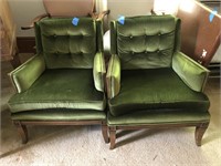Green velvet chairs