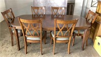 Contemporary Wooden Dining Table w/ 6 Chairs