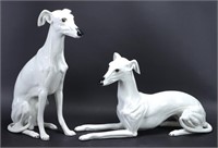 Two Ardalt Whippet Sitting Dog Italian Statues