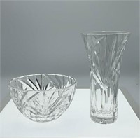 Heavy Crystal Vase & Bowl