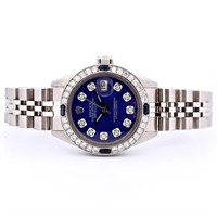 Rolex DateJust SS Blue 1.00ct Dia & Sapphire 26 Wa