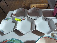 5 Diamond Shaped Ceramic Bowls Japanese
