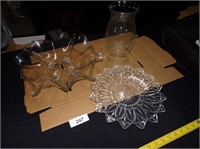 Hurricane Lamp Shade, Glass Bowl, Glass Platter