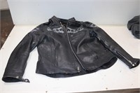 NICE XL LEATHER SKULL BIKER COAT