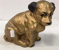 Painted gold town chalk/plaster dog measuring 5