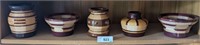 5 PC EXOTIC WOOD BOWLS AND VASES