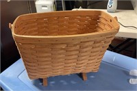 longaberger 1991 magazine basket with feet