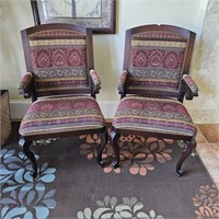 Gorgeous Carved Victorian Style Library Chairs