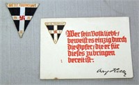 WW2 Nazi Franenschaft patch and postcard with