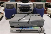 SANYO CD PLAYER, VHS PLAYER AND DVD PLAYER