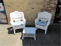 Synthetic wicker furniture set.
