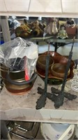 Shelf lot - metal tins, bowls, and kitchen