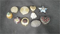 ESTATE LOT OF SMALL COMPACT MIRRORS & TRINKET BOX