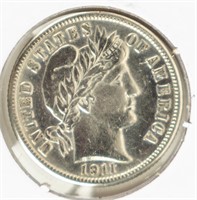 Coin 1911-S Barber Dime-BU