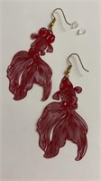 Beautiful red fish earrings double sided 3 inches