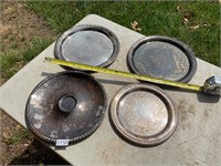 4 silver plate trays