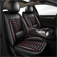 Faux Leather Full 5-Seat Cover Set, Black & Red