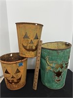 Vintage Halloween Metal Buckets