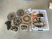 Lot of Wheels, Brackets, Nails, Etc.